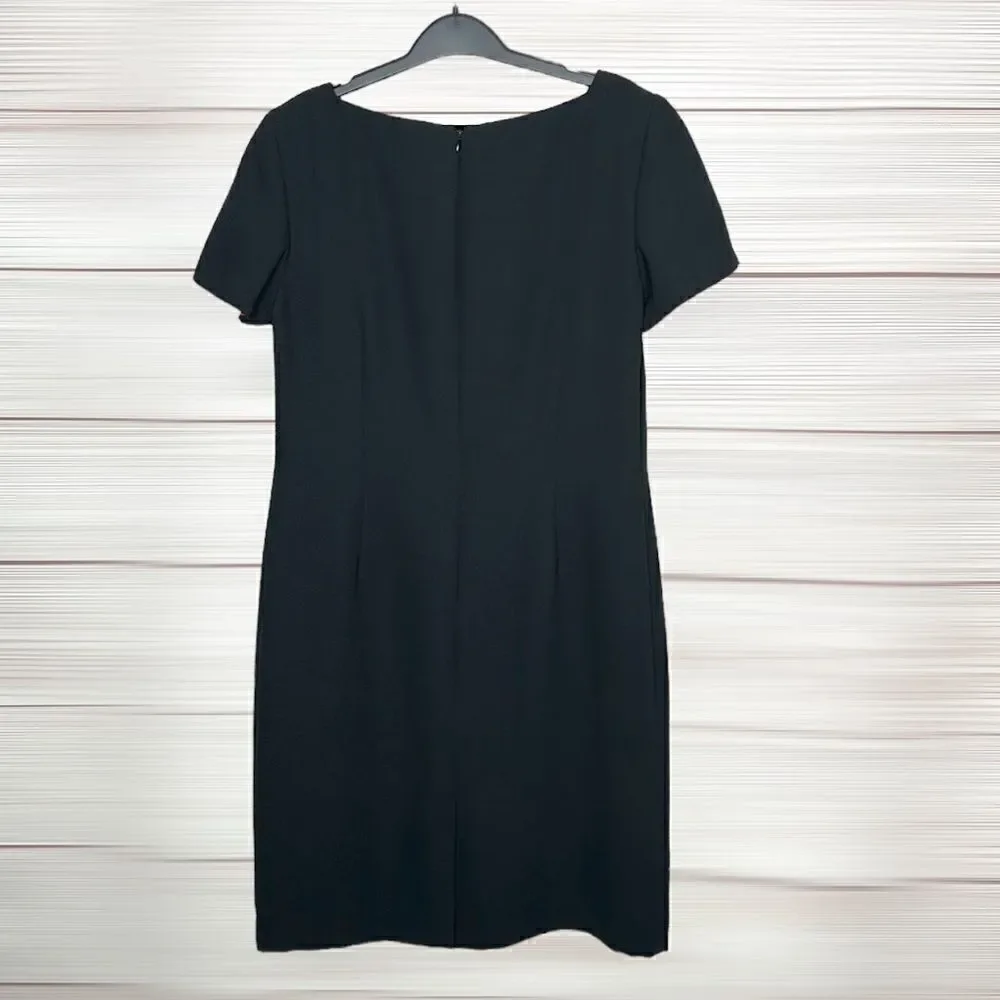 NEW Vintage TALBOTS Sheath Black Little Dress Square Neck Short Sleeve 10 Petite
